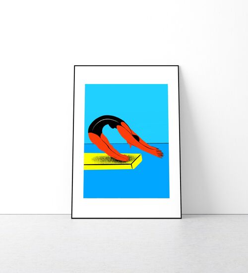 A3 The Swimmer Art Print, Swimming Poster