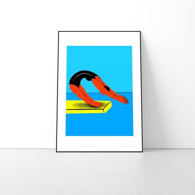 A3 The Swimmer Art Print, Swimming Poster