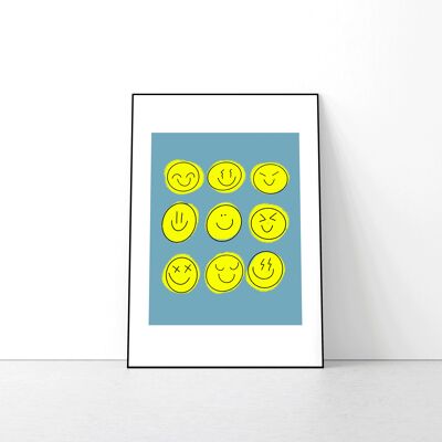 A3 Smiley Graphic Print, Design Poster
