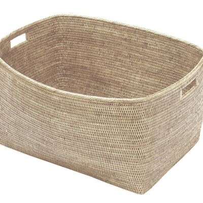 Large Chatelaine basket in white limed rattan