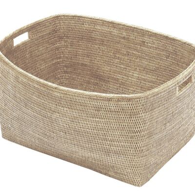 Large Chatelaine basket in white limed rattan