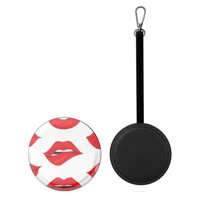 Red lips pattern Leather Vanity Mirror