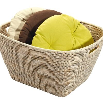 Large-large white limed rattan basket