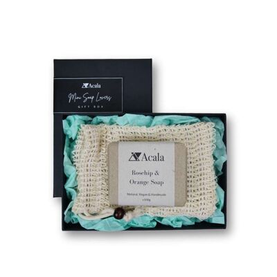 Mini sac cadeau pour les amateurs de savon avec du savon à la rose musquée et à l'orange