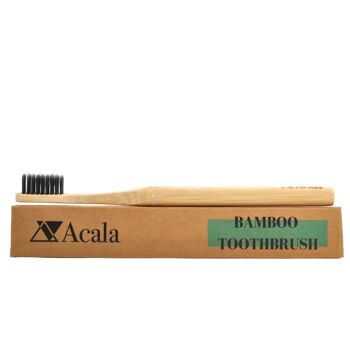 Brosse à dents en bambou avec poils en charbon de Acala 1