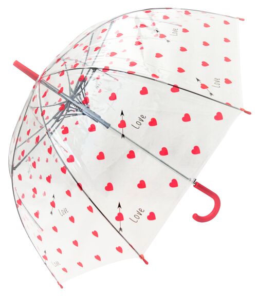 Umbrella - Red Hearts Transparent, Regenschirm, Parapluie, Paraguas