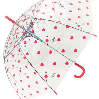 Umbrella - Red Hearts Transparent, Regenschirm, Parapluie, Paraguas