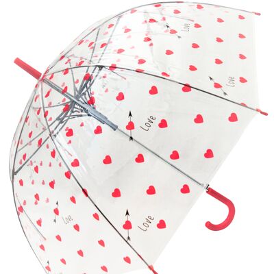 Paraguas - Corazones Rojos Transparente, Regenschirm, Parapluie, Paraguas