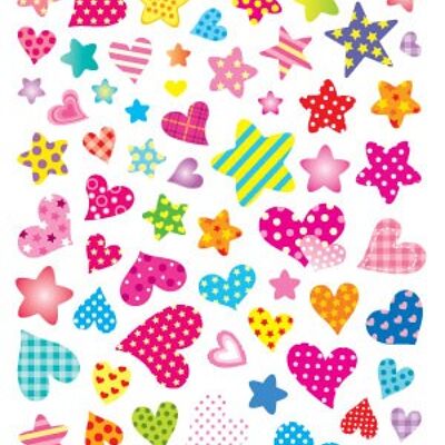 Stickers fantaisie cœurs et étoiles