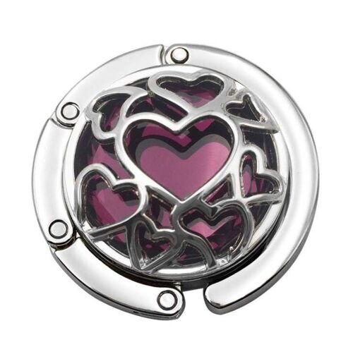 Bag hanger hearts with purple stone 3D