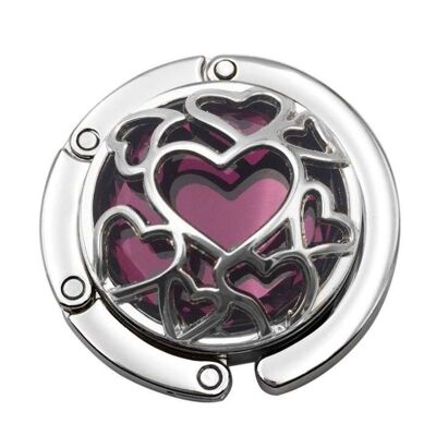 Bag hanger hearts with purple stone 3D
