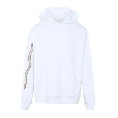 White hoodie with snake embroidery in chains (size L)