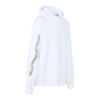 Hoodie blanc broderie serpent en chaines (taille L) 2