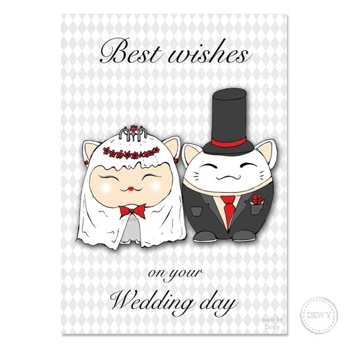A5 Wedding card with lucky cats