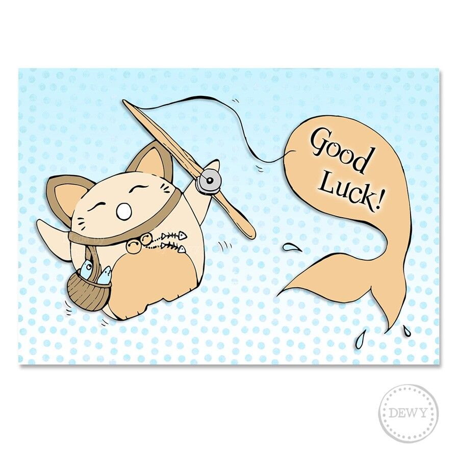 Cartolina A5 - Buona fortuna e gatto fortunato