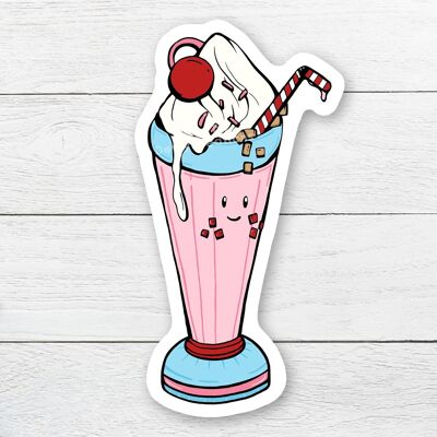 Sticker met schattige, roze milkshake