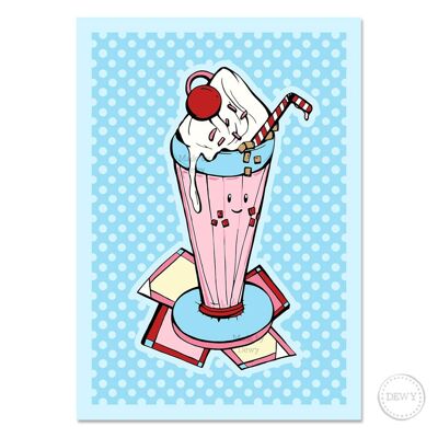 A5-Postkarte mit süßem Milchshake