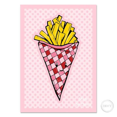 Carte postale A5 avec sachet de frites