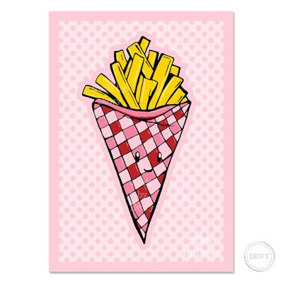 A5 postcard with bag of fries