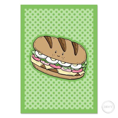 Postal A5 con sándwich saludable