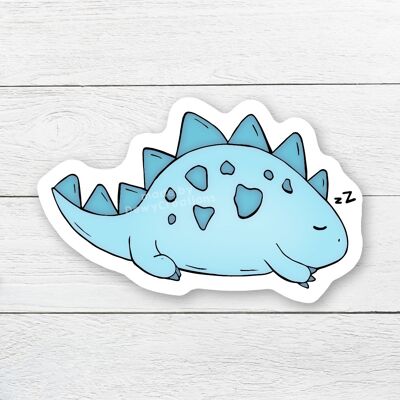 Sticker met slaperige, blauwe dino