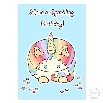 Carte d'anniversaire A5 - Gâteau Licorne 1