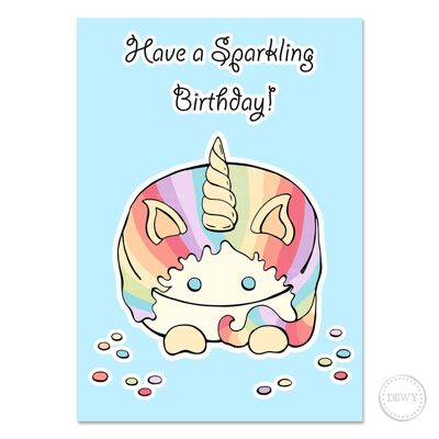 Tarjeta de cumpleaños A5 - Pastel de unicornio