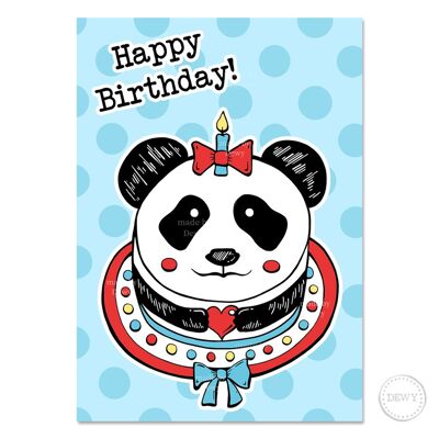 A5 Happy Birthday Card - Panda Cake