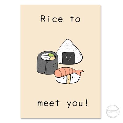 A6 postcard sushi - Rice to meet you