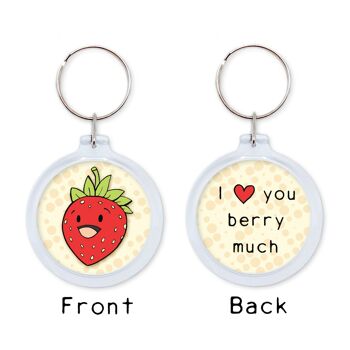 Porte-clés avec fruit - fraise - Je t'aime beaucoup berry 2