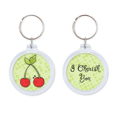 Keychain with cherries - I cherish you