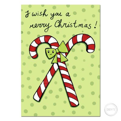 Cartolina di Natale: bastoncini di zucchero carini