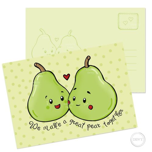 A6 postkaart met peren - fruit - We make a great pear