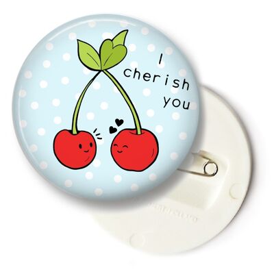 Cute kawaii fruit button - I cherish you - large