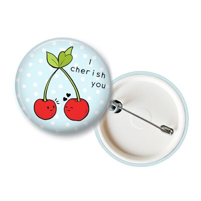 Button with cute cherries - small