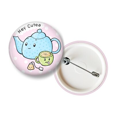Button with teapot - cute kawaii pin - small