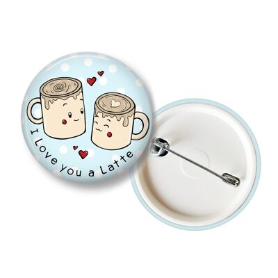 Button for coffee lovers - cute kawaii pin with coffee cups - small
