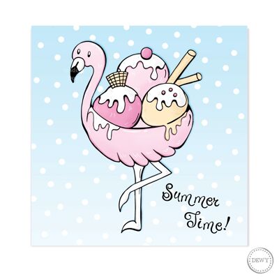 Postkarte - Sommer - Flamingo - Sommerzeit