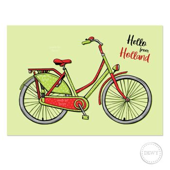 Carte postale A6 - Hello Holland - vélo 2