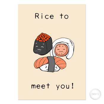 Carte postale A6 - sushi - Rice to meet you 2