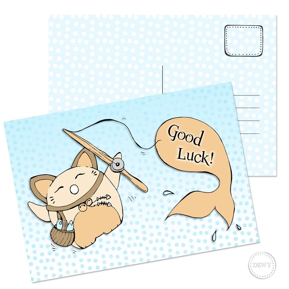 Cartolina A6 - Buona fortuna con il gatto