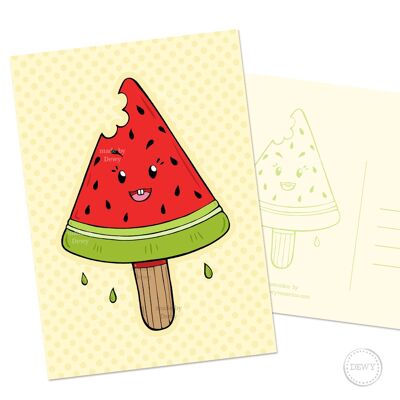 A6-Postkarte - Sommerliches Wassermeloneneis