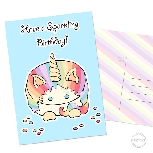 A6 Birthday Card - Sparkling Birthday Unicorn