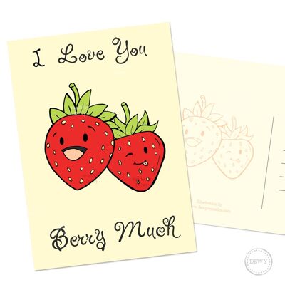 A6 Postkarte - Obst - Ich liebe dich Beere sehr