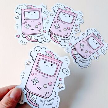 Autocollant avec un joli gameboy kawaii rose 2