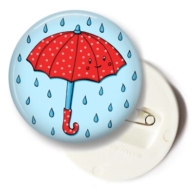 Button with cute red umbrella - large