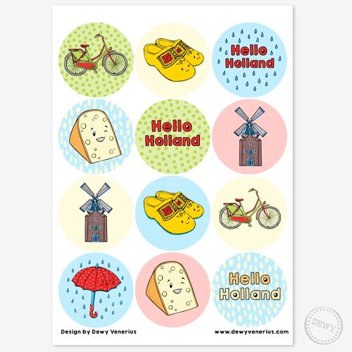 Sluitstickers - Ronde snailmail stickers met thema Holland