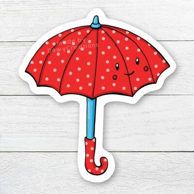Simpatico adesivo con ombrello rosso