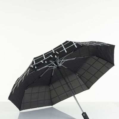 Umbrella - Fully Automatic Folding - 8772 - Black w/ white Check