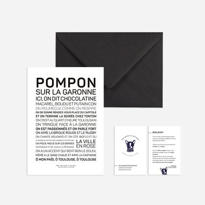 Poster mini formato Pompon sur la Garonne - sfondo bianco